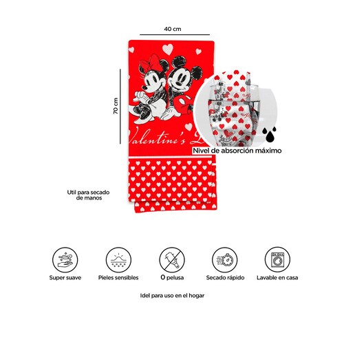 Toalla de manos 2 pack Mickey love