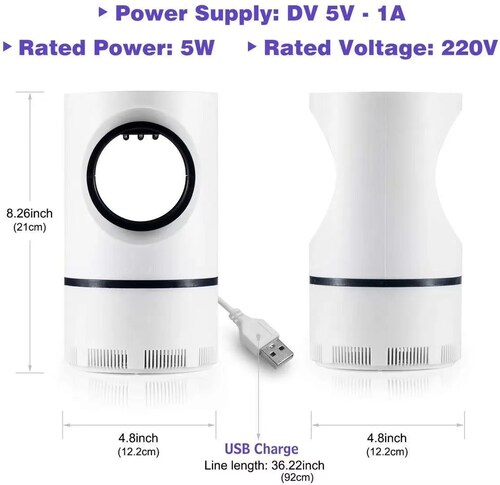 Lampara Mata Mosquitos Portatil Electrica Usb Con Luz Led