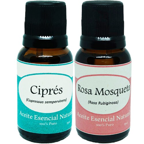 Cipres y Rosa Mosqueta Aceite Esencial Natural Aromaterapia 2 Frascos Krisamex