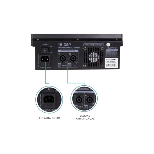 Mezcladora Steelpro Pro-mix5-a Amplificada 5 Canales
