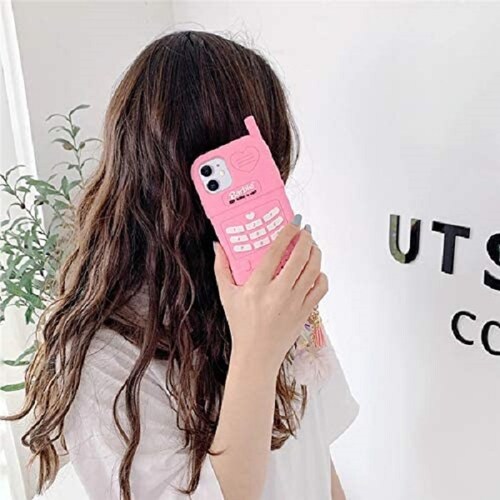 Funda 3 D Protector Compatible iPhone XR Teléfono Rosa Figura Con Pompon 