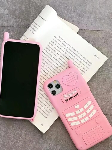 Funda 3 D Protector Compatible iPhone 6/7/8 Plus Teléfono Rosa Figura Con Pompon 