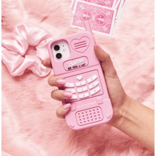 Funda 3 D Protector Compatible iPhone 6/7/8 Plus Teléfono Rosa Figura Con Pompon 