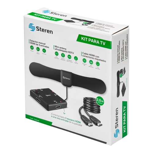 Paquete Video Steren Antena, Divisor de Señal y Cable HDMI PACK-VID-15