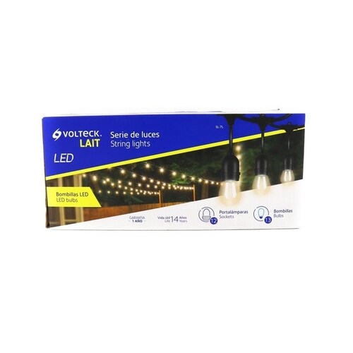 Set Extensión Luces Led Focos Vintage Volteck 12focos 7.3mts