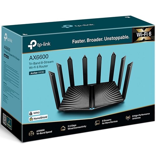 Router Inalambrico Tp-Link Archer AX90 AX6600 Wi-Fi 6 Tri-Banda 2.4 Y 5GHz.