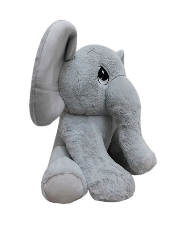 Elefante De Peluche Sentado Suave Bonito Color Gris Niki 25 Cm