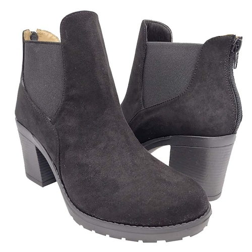 Botines EVAG Gamuza Negros Mujer Dama Cómodos