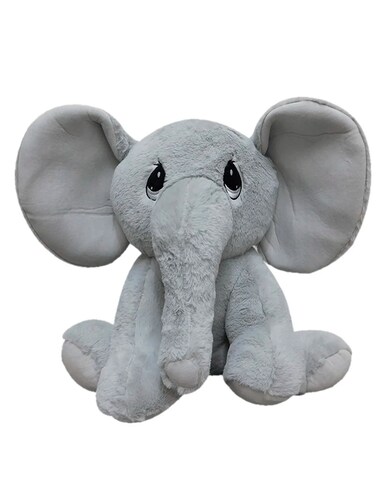 Elefante De Peluche Sentado Suave Bonito Color Gris Niki 25 Cm