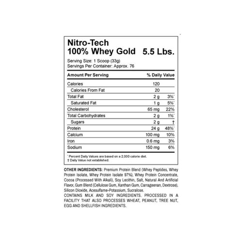 Proteina MuscleTech Nitro Tech Whey Gold 5.51 Lbs 76 Serv.  - Chocolate