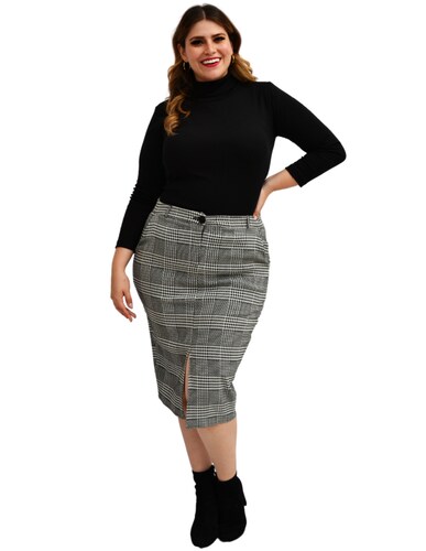 Falda lápiz Roman Fashion con patrón en talla extra para dama 4053