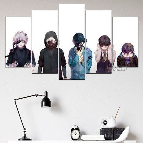 Cuadro Decorativo Anime Tokyo Ghoul Ken Kaneki Todas sus Formas 100x60cm 5pzs Cuadros MX