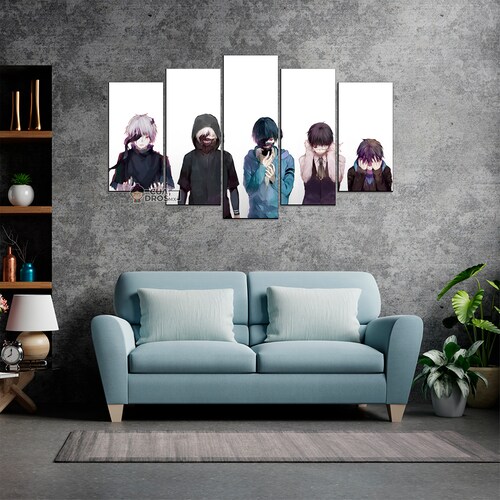 Cuadro Decorativo Anime Tokyo Ghoul Ken Kaneki Todas sus Formas 100x60cm 5pzs Cuadros MX