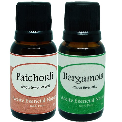 Pachuli y Bergamota Kit Aceite Esencial Natural para Aromaterapia 2 Fco Krisamex