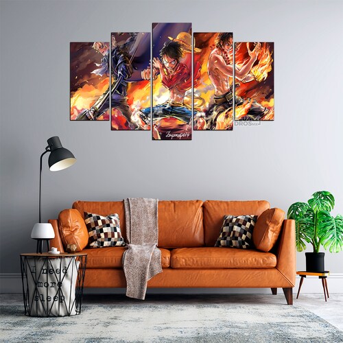 Cuadro Decorativo Anime One Piece Luffy, Ace y Sabo 100x60cm 5pzs Cuadros MX