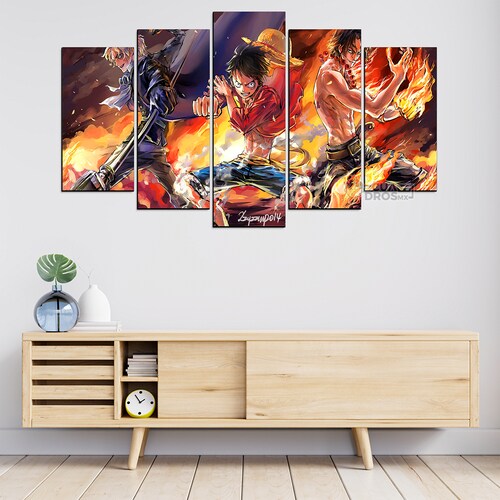 Cuadro Decorativo Anime One Piece Luffy, Ace y Sabo 100x60cm 5pzs Cuadros MX