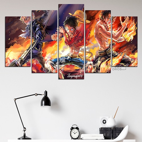 Cuadro Decorativo Anime One Piece Luffy, Ace y Sabo 100x60cm 5pzs Cuadros MX