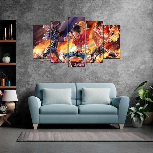 Cuadro Decorativo Anime One Piece Luffy, Ace y Sabo 100x60cm 5pzs Cuadros MX