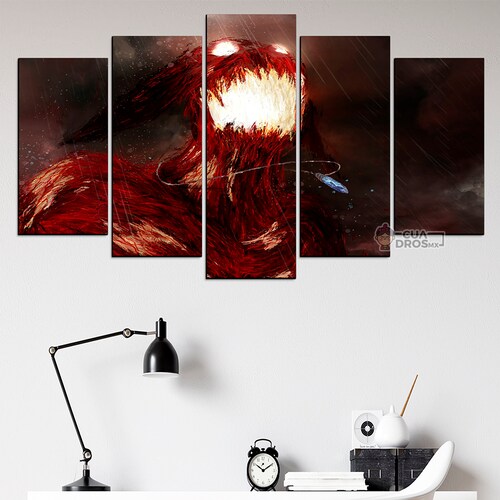 Cuadro Decorativo Anime Naruto Manto de Chakra con Colas 100x60cm 5pzs Cuadros MX