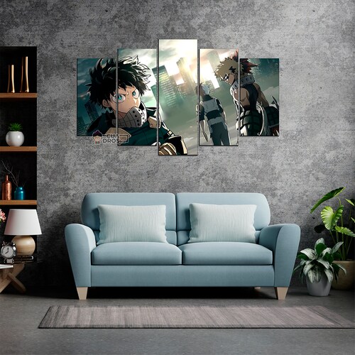 Cuadro Decorativo Anime My Hero Academia Deku, Todoroki y Bakugo 100x60cm 5pzs Cuadros MX