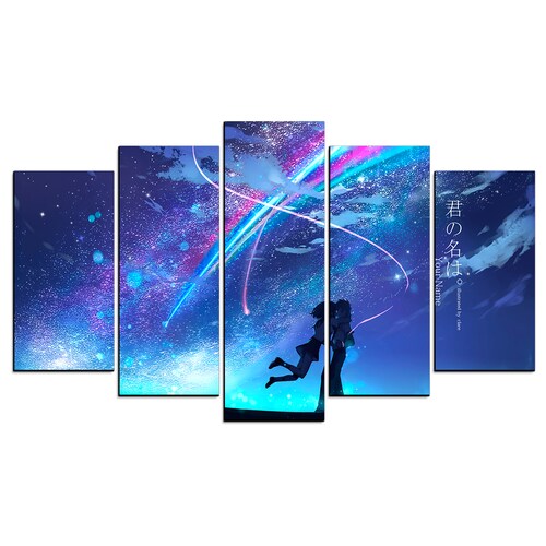 Cuadro Decorativo Anime Kimi No Na Wa Siluetas de Taki & Mitsuha Your Name 100x60cm 5pzs Cuadros MX