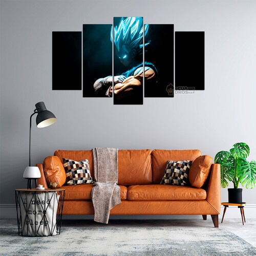 Cuadro Decorativo Dragon Ball Vegeta SSJ Dios F/N FanArt 100x60cm 5pzs Cuadros MX
