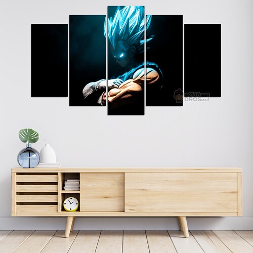 Cuadro Decorativo Dragon Ball Vegeta SSJ Dios F/N FanArt 100x60cm 5pzs Cuadros MX
