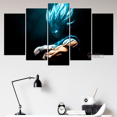 Cuadro Decorativo Dragon Ball Vegeta SSJ Dios F/N FanArt 100x60cm 5pzs Cuadros MX