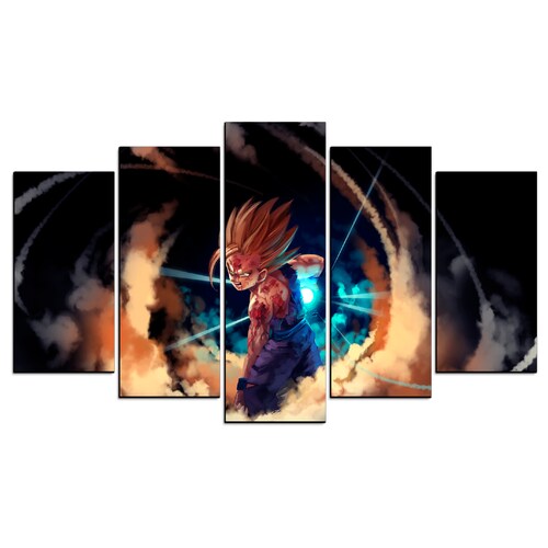 Cuadro Decorativo Dragon Ball Gohan Kame Hame Ha 100x60cm 5pzs Cuadros MX