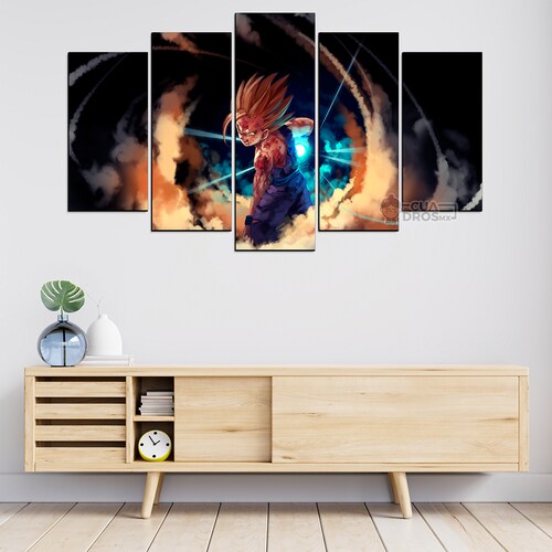 Cuadro Decorativo Dragon Ball Gohan Kame Hame Ha 100x60cm 5pzs Cuadros MX