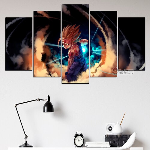 Cuadro Decorativo Dragon Ball Gohan Kame Hame Ha 100x60cm 5pzs Cuadros MX