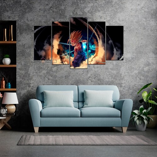 Cuadro Decorativo Dragon Ball Gohan Kame Hame Ha 100x60cm 5pzs Cuadros MX
