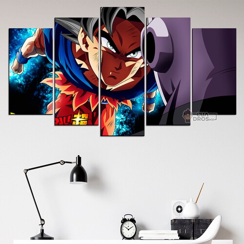 Cuadro Decorativo Dragon Ball Goku UI vs Jiren 100x60cm 5pzs Cuadros MX