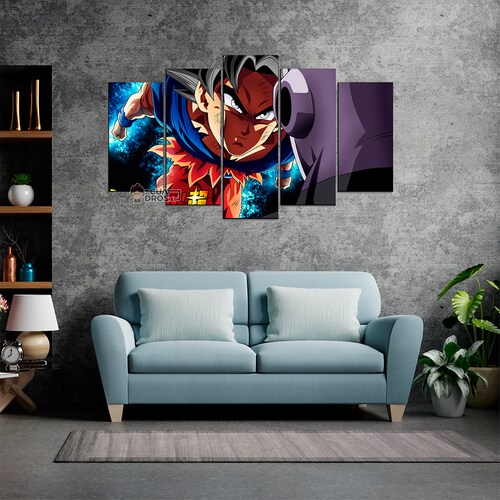 Cuadro Decorativo Dragon Ball Goku UI vs Jiren 100x60cm 5pzs Cuadros MX