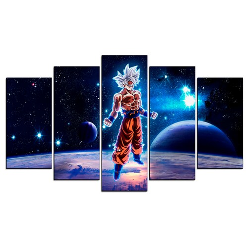 Cuadro Decorativo Dragon Ball Goku Ultra Instinto 100x60cm 5pzs Cuadros MX
