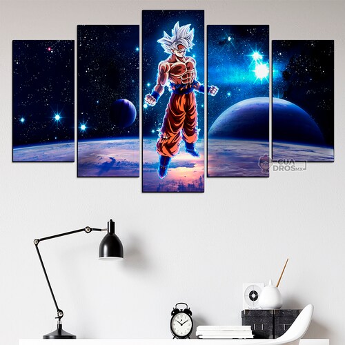 Cuadro Decorativo Dragon Ball Goku Ultra Instinto 100x60cm 5pzs Cuadros MX