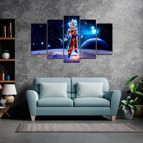 Cuadro Decorativo Dragon Ball Goku Ultra Instinto 100x60cm 5pzs Cuadros MX