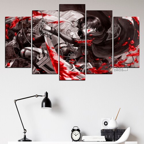 Cuadro Decorativo Anime Levi Ackerman Shingeki no Kyojin 100x60cm 5pzs Cuadros MX