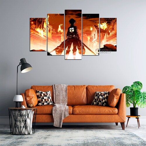 Cuadro Decorativo Anime Eren Jaeger Shingeki no Kyojin 100x60cm 5pzs Cuadros MX
