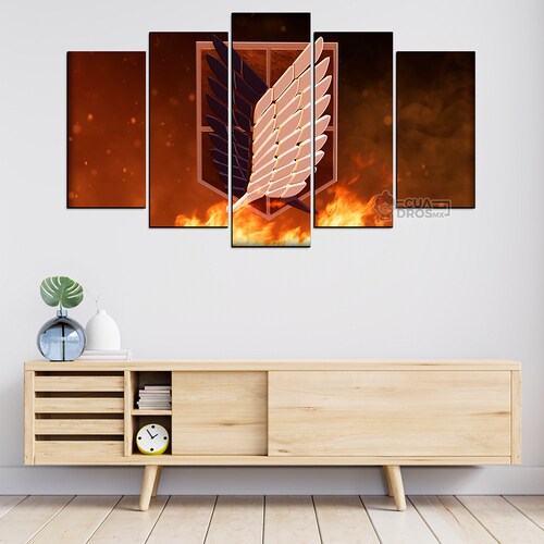 Cuadro Decorativo Anime Legion de Reconocimiento Shingeki no Kyojin 100x60cm 5pzs Cuadros MX