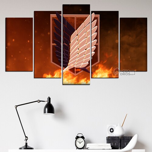 Cuadro Decorativo Anime Legion de Reconocimiento Shingeki no Kyojin 100x60cm 5pzs Cuadros MX