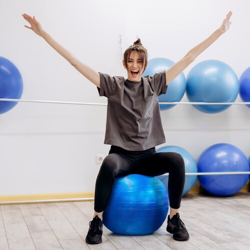 Pelota de Yoga 65 cm Soporta 180 kg Crossfit Azul