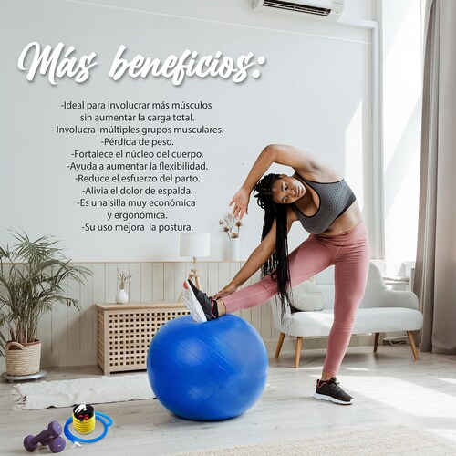 Pelota de Yoga 65 cm Soporta 180 kg Crossfit Azul