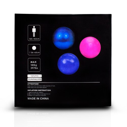 Pelota de Yoga 65 cm Soporta 180 kg Crossfit Azul