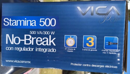 NO BREAK 500VA/300W REGULADOR SUPRESOR DE PICOS PC COMPUTO PANTALLA TV CASA OFICINA CARGA STAMINA 500