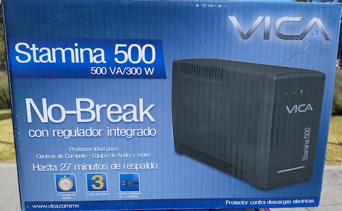NO BREAK 500VA/300W REGULADOR SUPRESOR DE PICOS PC COMPUTO PANTALLA TV CASA OFICINA CARGA STAMINA 500