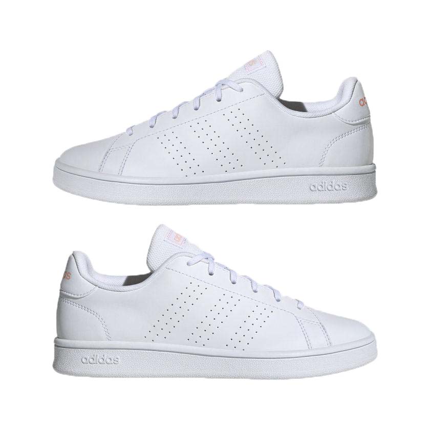 TENIS ADIDAS ADVANTAGE BASE BLANCO NARANJA MUJER EE7510