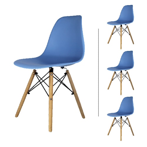 Set 4 Sillas Eames Hogar Oslo Azul Mundo In