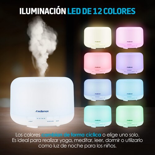 Difusor De Aceites Esenciales De 500ml, 7 Colores De Luces