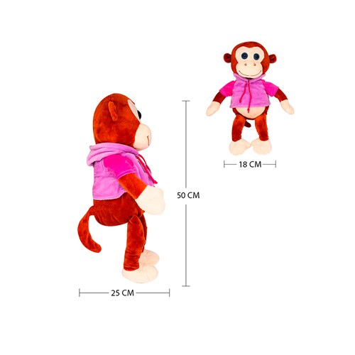 Changuito De Peluche Mono Monkey Con Sudadera Morada Y Patas Largas